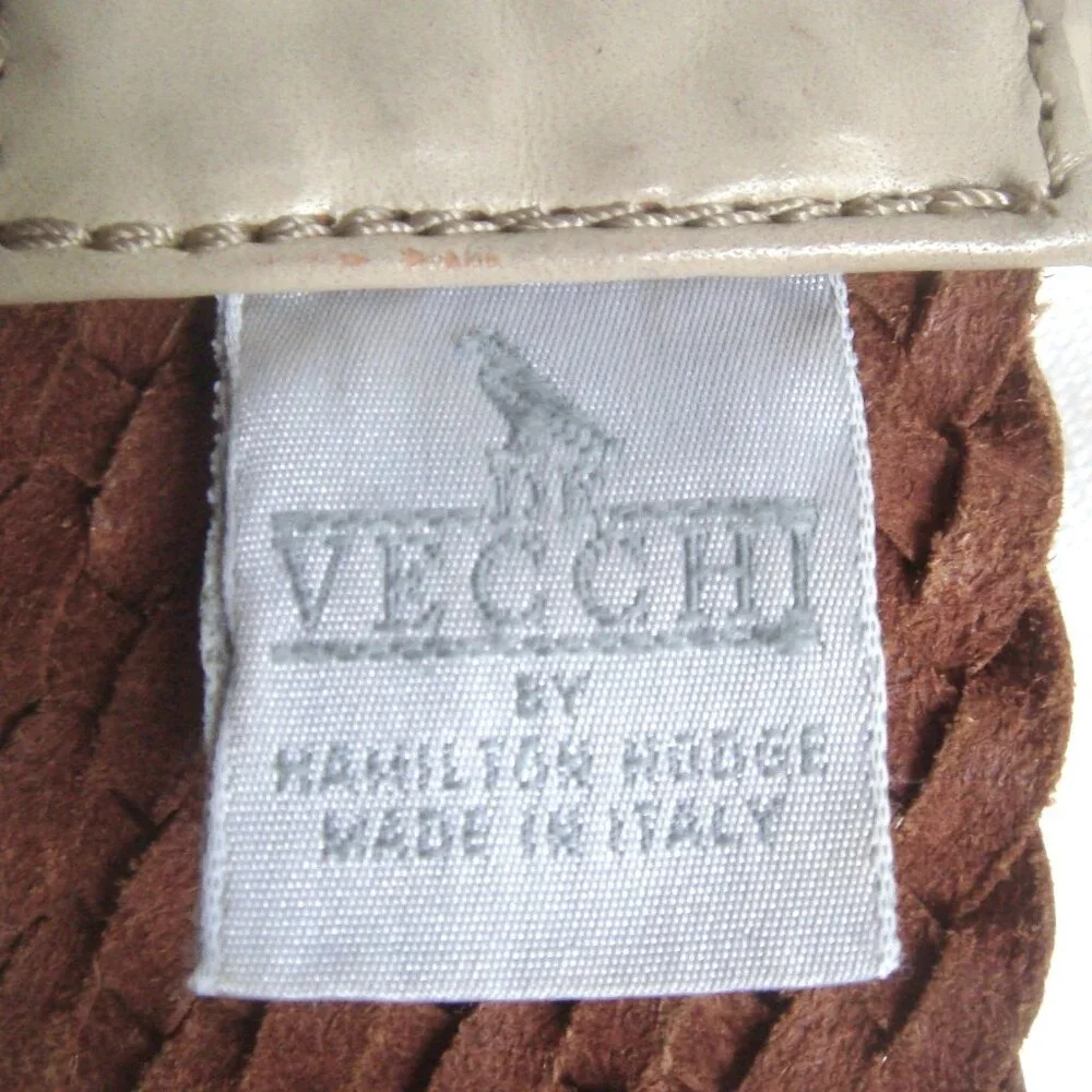 Vintage Italian Woven Leather Chunky Eye Buckle Belt